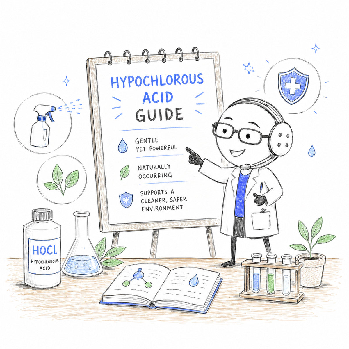 Soaptoshi in his lab going over hypochlorous acid benefits