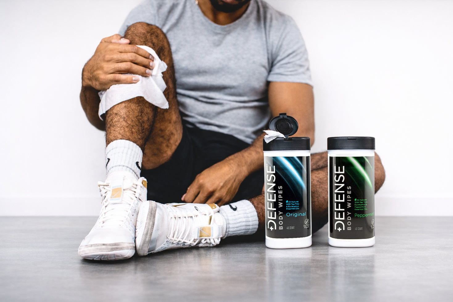 Defense Body Wipes for athletes cleaning sweat after training